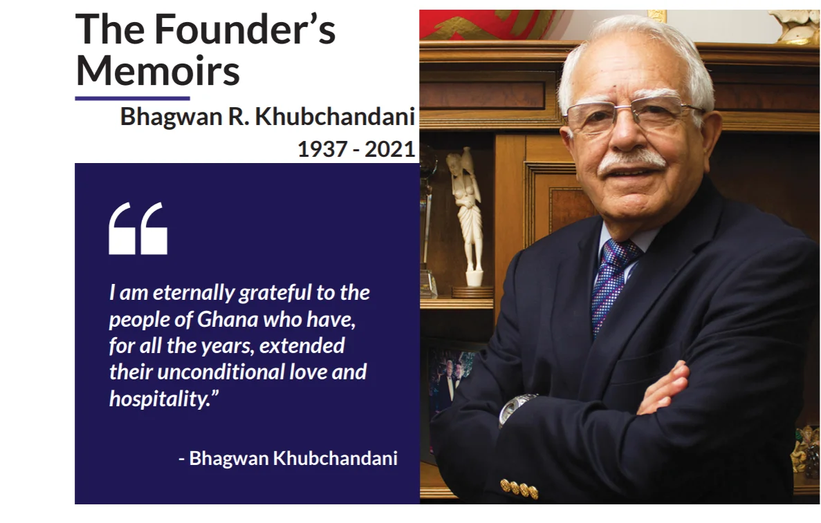 Bhagwan Ramchand Khubchandani in Melcom’s published founder memoir graphic.