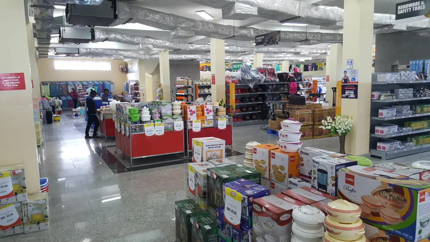 Store interior identified as Melcom Achimota by TortoisePath; the photograph’s capture date is unconfirmed.